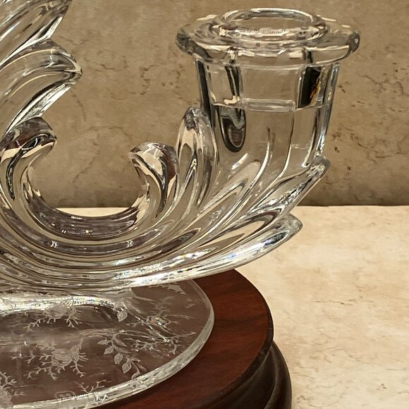 Vintage Fostoria Baroque CHINTZ Triple Tapered Candle Stand 6" Tall #2496 1930's - Picture 5 of 13